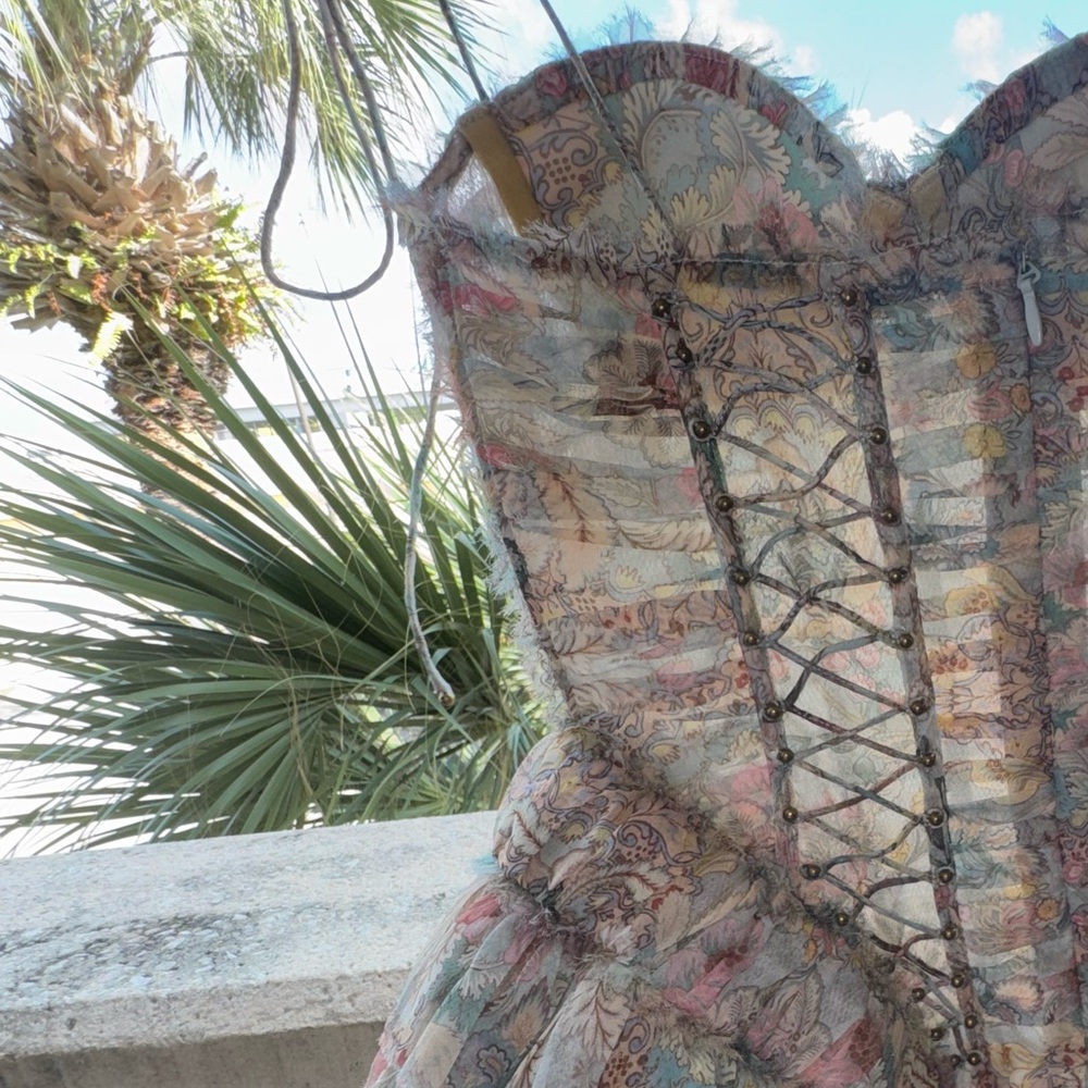 Rebellion bead-embellished ruffled printed silk mini dress - Picture 4 of 12